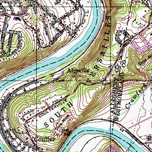 Topographic Map of Saint Patrick's Cemetery, PA