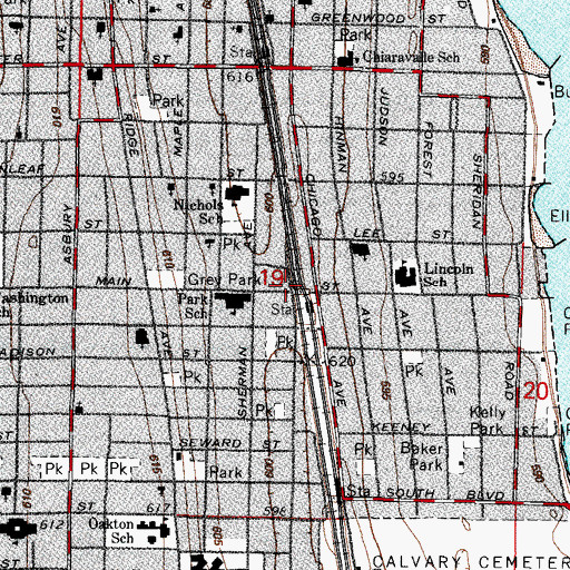 Topographic Map of Evanston South Post Office, IL