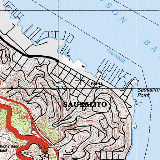 Topographic Map of Sausalito, CA