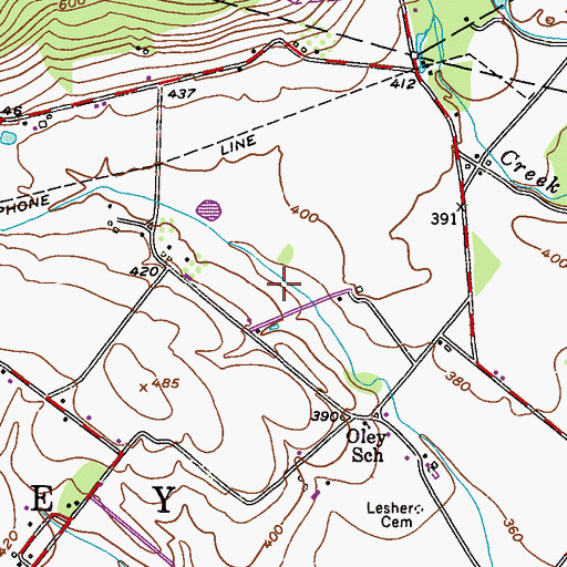 Topographic Map of Bieber / Lesher Burial Ground, PA