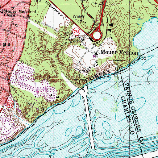 Topographic Map of Slave Cemetery - Mount Vernon, VA