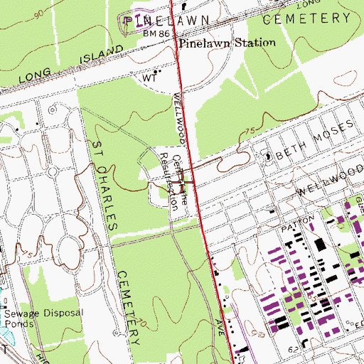 Topographic Map of Cemetery of the Resurrection, NY