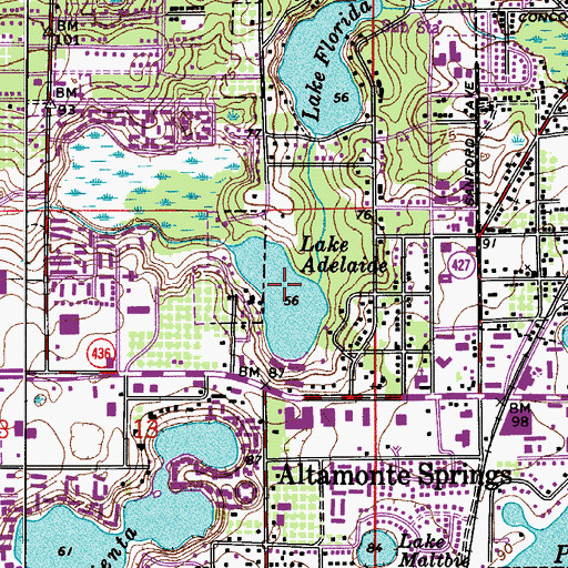 Topographic Map of Lake Adelaide, FL