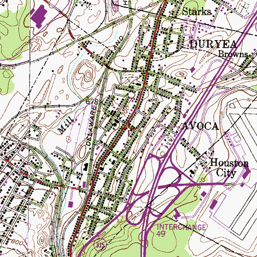Topographic Map of Avoca Boro Police Department, PA