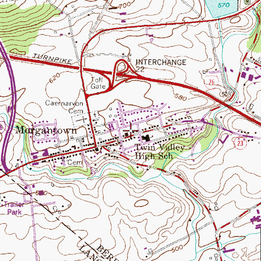 Topographic Map of Caernarvon Township Police Department, PA