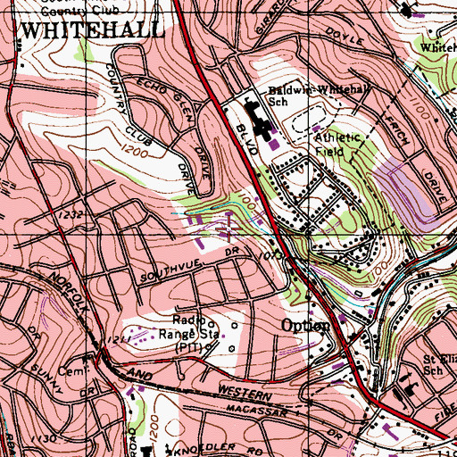 Topographic Map of Whitehall Borough Police Department, PA