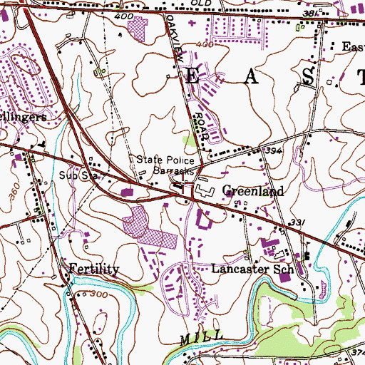 Topographic Map of Pennsylvania State Police Troop J  Headquarters and Lancaster Station, PA