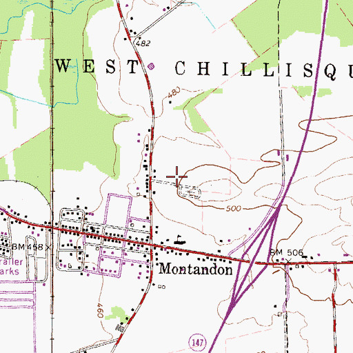 Topographic Map of Pennsylvania State Police Troop F Milton Station, PA