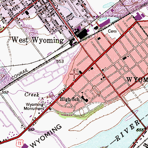 Topographic Map of Pennsylvania State Police Troop P Headquarters and Wyoming Station, PA