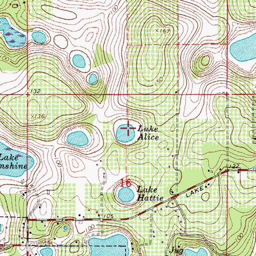 Topographic Map of Lake Alice, FL