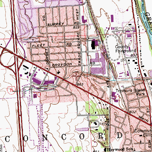 Topographic Map of Brookside, OH