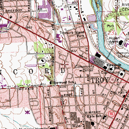 Topographic Map of Edgehill, OH