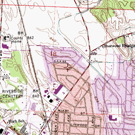 Topographic Map of Sherwood Manor, OH