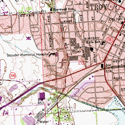 Topographic Map of Westridge, OH