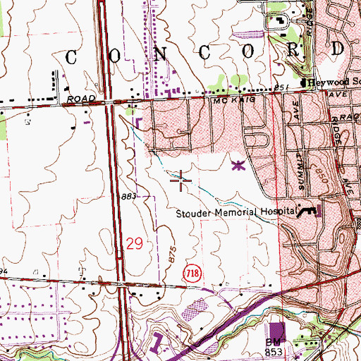 Topographic Map of Windridge Place, OH