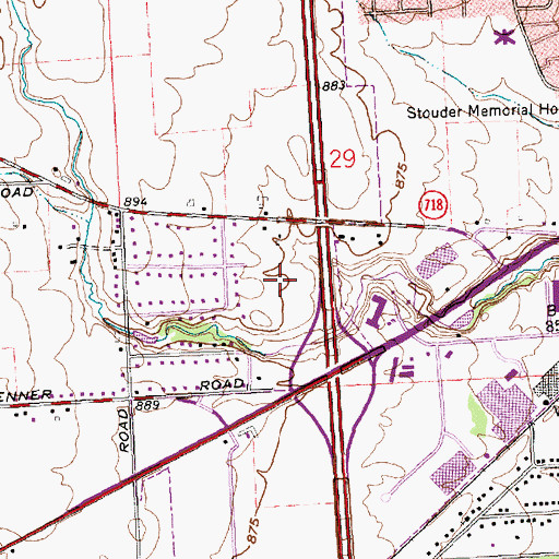 Topographic Map of Hawks Nest, OH