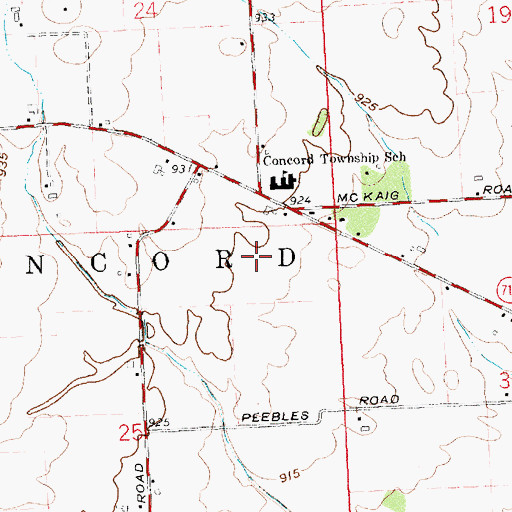 Topographic Map of Stonebridge Meadows, OH