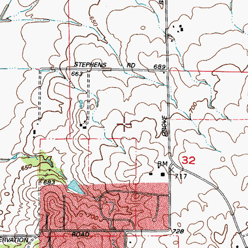 Topographic Map of Old Reserve Hills, IL