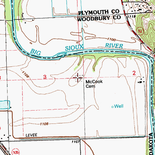 Topographic Map of McCook Cemetery, SD