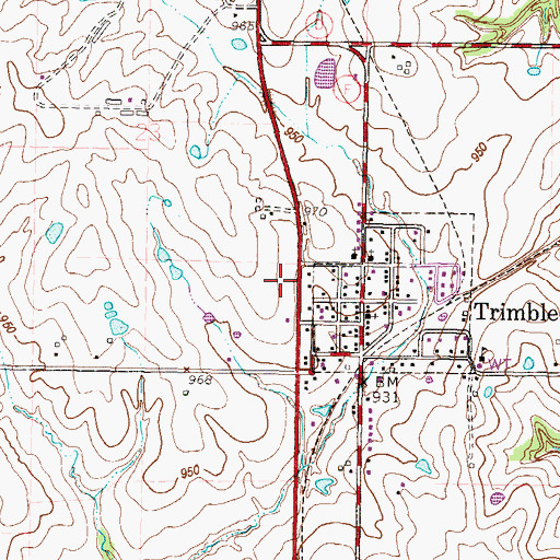 Topographic Map of Trimble Post Office, MO
