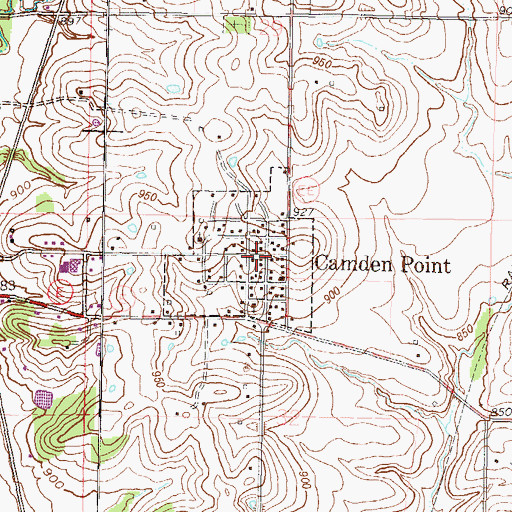 Topographic Map of Camden Point Post Office, MO