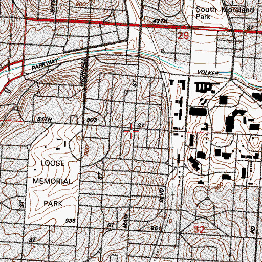 Topographic Map of Plaza Finance Post Office, MO