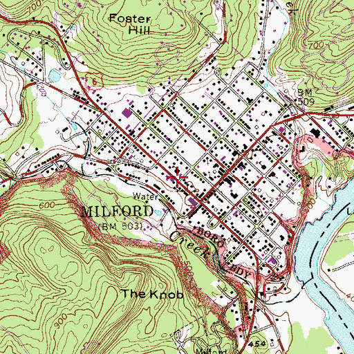 Topographic Map of Milford Post Office, PA