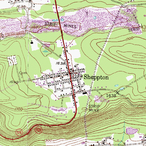 Topographic Map of Sheppton Post Office, PA