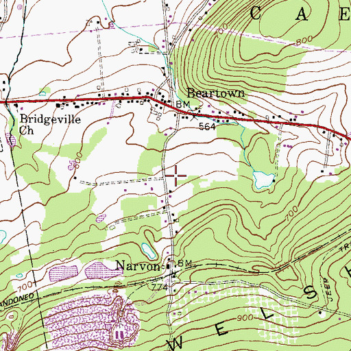 Topographic Map of Narvon Post Office, PA