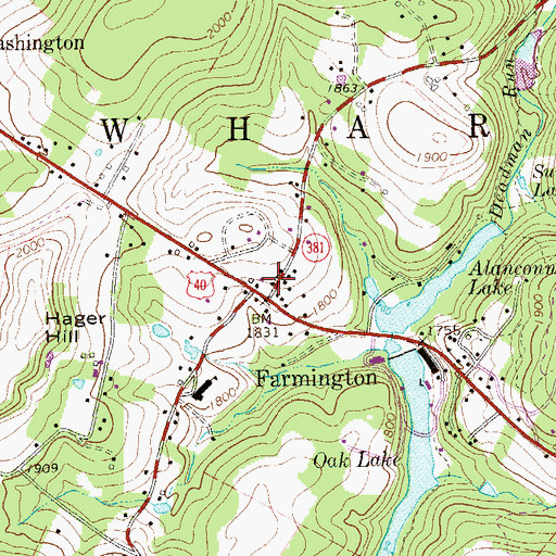 Topographic Map of Farmington Post Office, PA