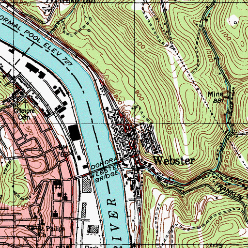 Topographic Map of Webster Post Office, PA