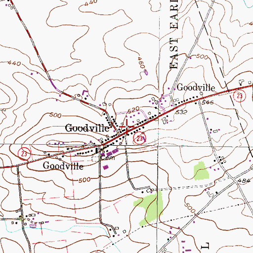 Topographic Map of Goodville Post Office, PA