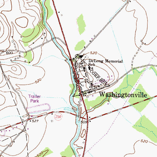 Topographic Map of Washingtonville Post Office, PA
