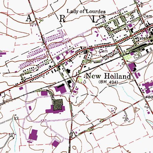 Topographic Map of New Holland Post Office, PA