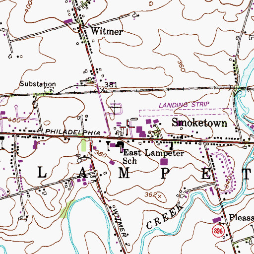 Topographic Map of Smoketown Post Office, PA