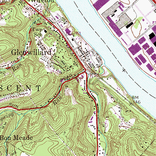 Topographic Map of Crescent Township Police Department, PA