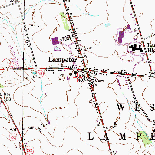Topographic Map of West Lampeter Township Police Department, PA