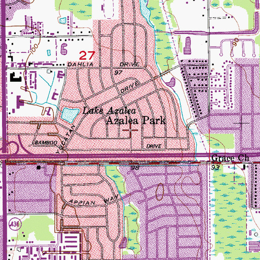 Topographic Map of Azalea Park, FL