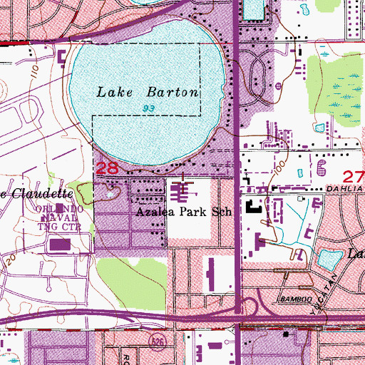 Topographic Map of Azalea Park School, FL