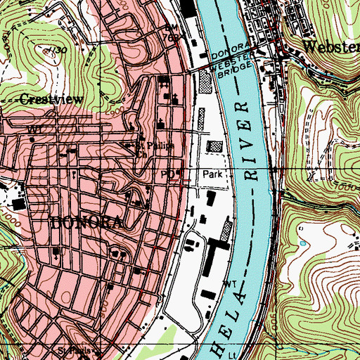 Topographic Map of Donora Police Department, PA