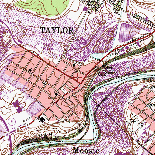 Topographic Map of Taylor Borough Police Department, PA