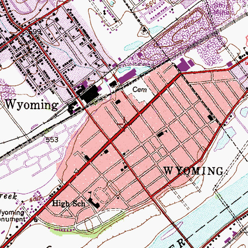 Topographic Map of Wyoming Borough Police Department, PA