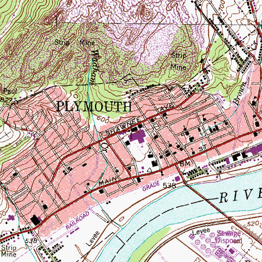 Topographic Map of Plymouth Borough Police Department, PA