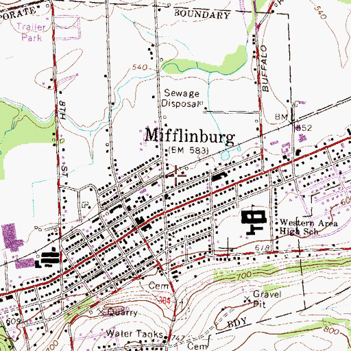 Topographic Map of Mifflinburg Police Department, PA