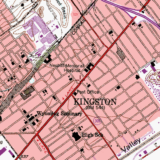 Topographic Map of Kingston Borough Police Department, PA