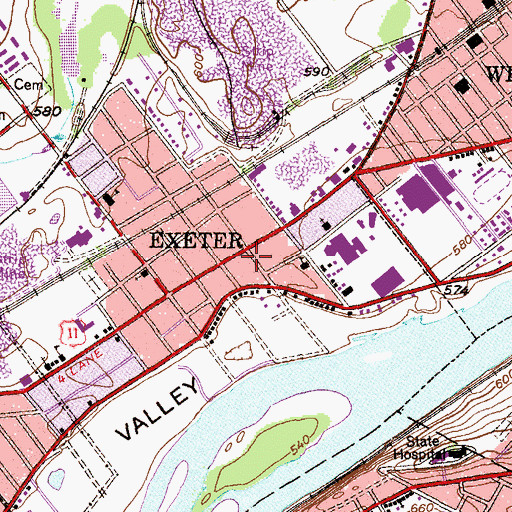 Topographic Map of Exeter Borough Police Department, PA