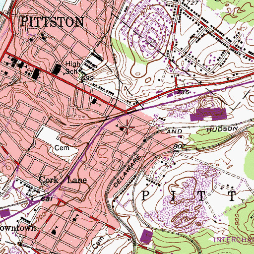 Topographic Map of Pittston Township Police Department, PA
