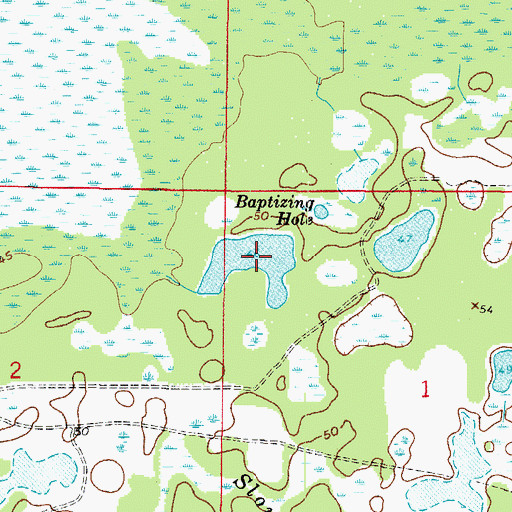 Topographic Map of Baptizing Hole, FL