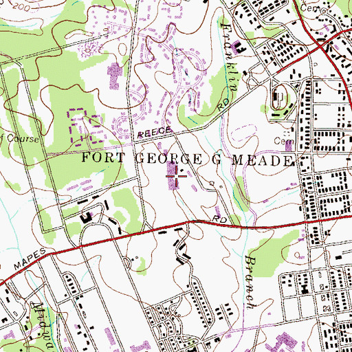 Topographic Map of Fort George G Meade Post Office, MD