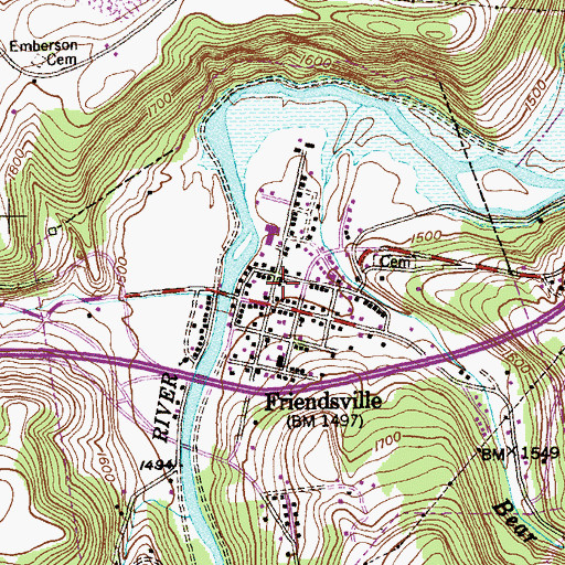 Topographic Map of Friendsville Post Office, MD